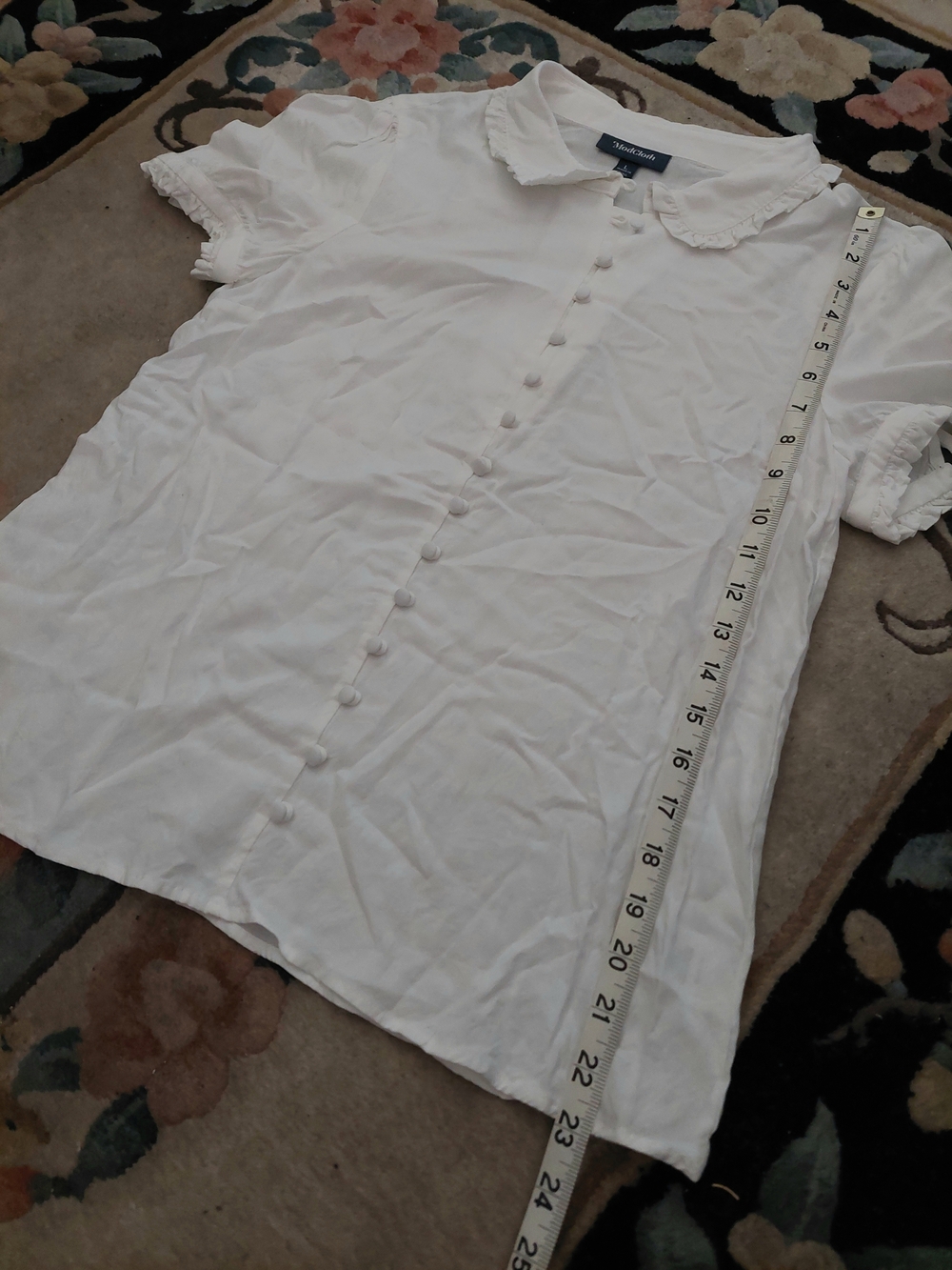 Modcloth White Button-Front Ruffle Collar Blouse - Picture 5 of 5